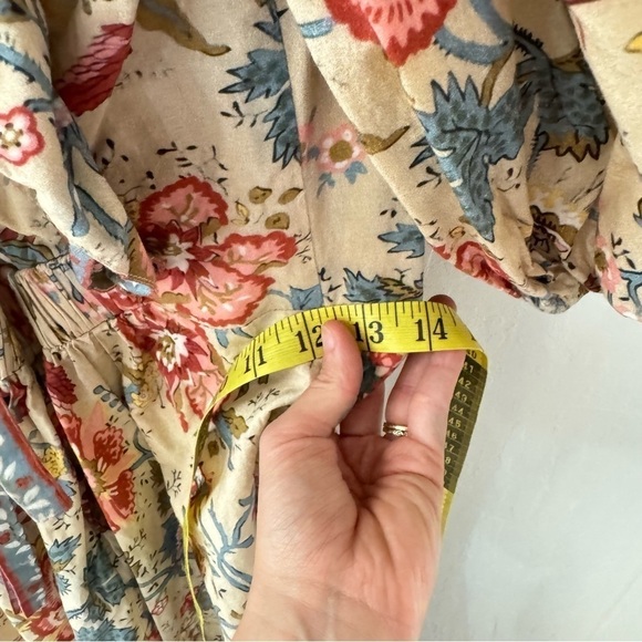 Sea New York Tess Smocked Puff Sleeve Brushed Floral Print Midi Dress Cream - Picture 10 of 16